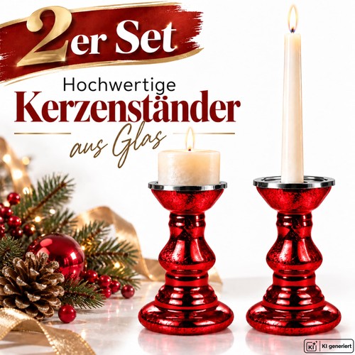 Kerzenständer glas rot - kerzenständer,