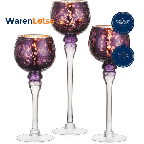 Kerzenständer glas violett - violett, 3