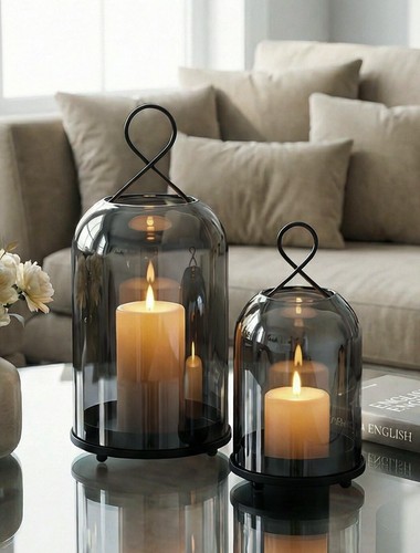 Windlicht schwarz 2er set - windlicht,